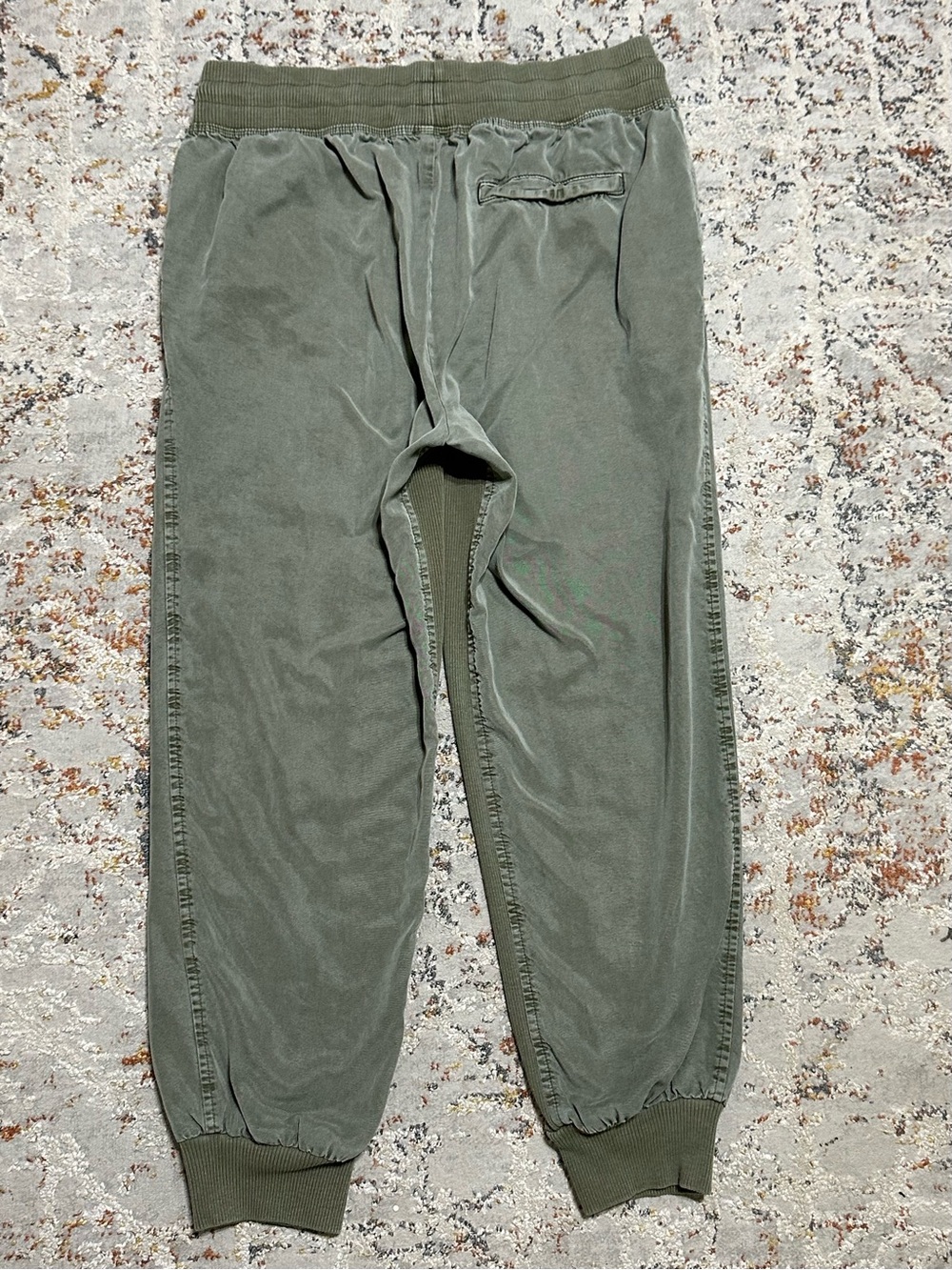 Aerie Ribbed Woven Jogger Track Pants Olive Green Lyocell size Medium - Picture 10 of 11